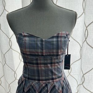 Blue and pink plaid dress